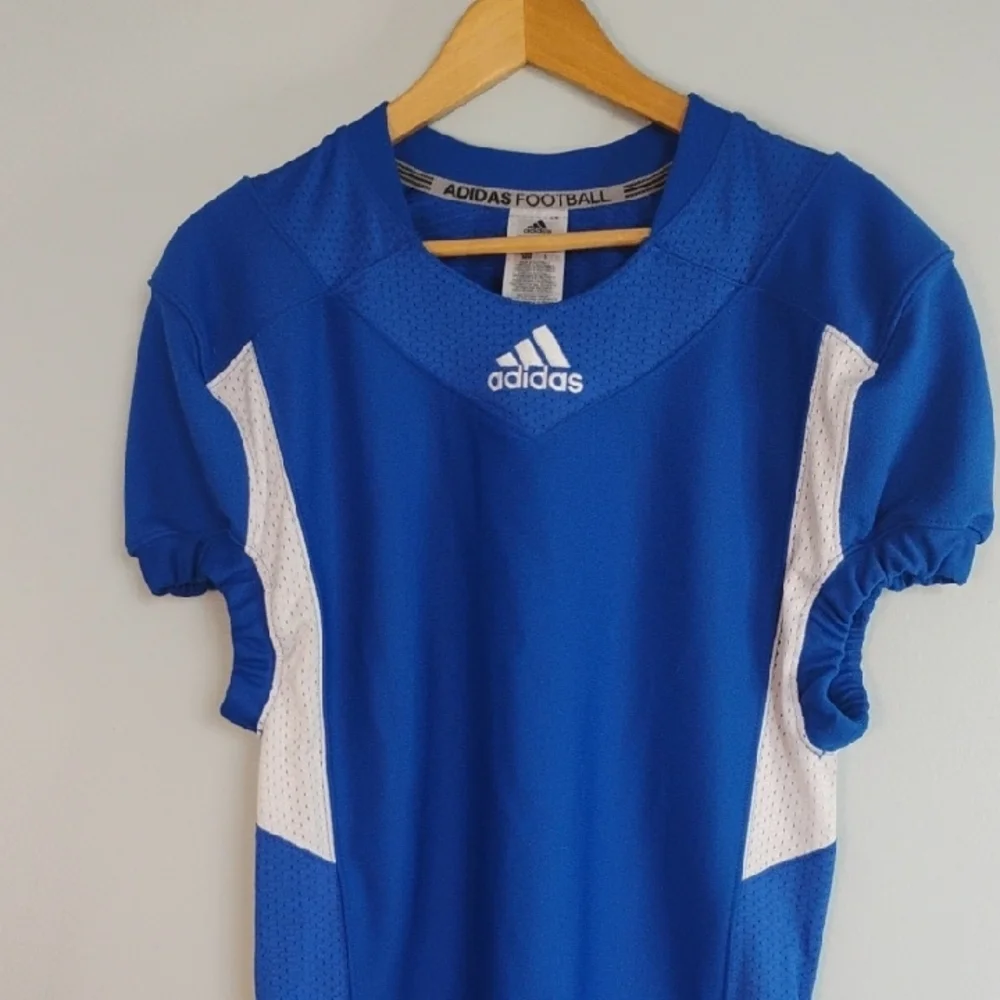 Adidas Football Blue White Performance Jersey Athletic Sporty Activewear Size M